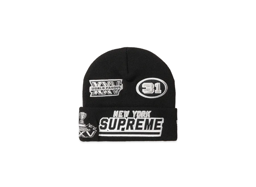 シュプリーム x ニューエラ フットボール ビーニー "ブラック"