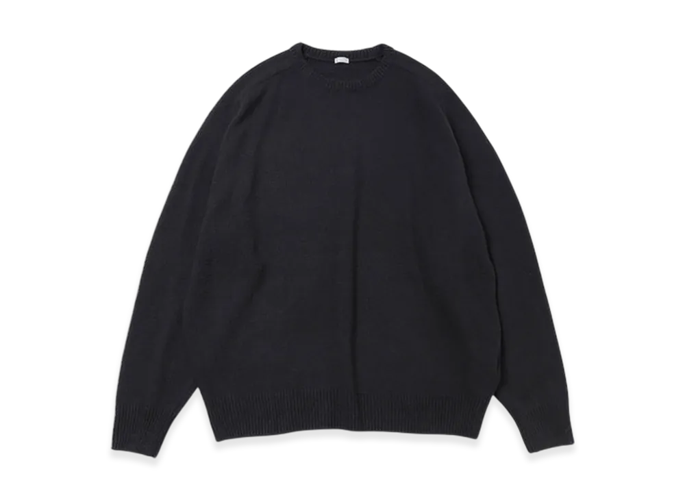 A.PRESSE Washed Silk Nep Crew Neck Sweater "Black"