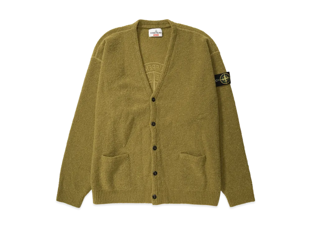 シュプリーム ストーンアイランド ブークレ カーディガン "オリーブ"
