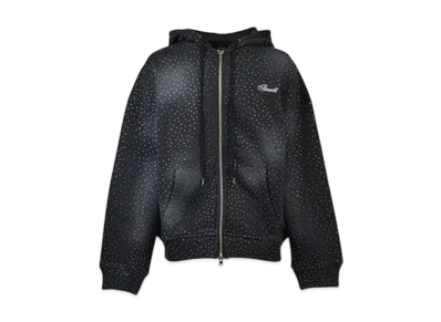 BREATH Script Logo Fade Rhinestone Zip Up Hoodie "Black"