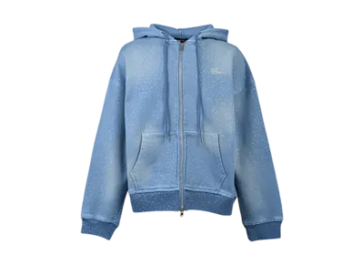 BREATH Script Logo Fade Rhinestone Zip Up Hoodie "Ice"