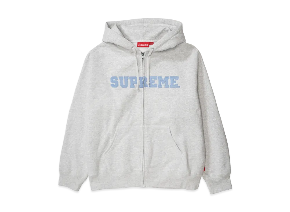Supreme Collegiate Applique Zip Up Hooded Sweatshirt "Ash Grey"