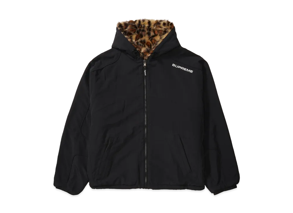 シュプリーム フェイクファー リバーシブル フード トラック ジャケット "ブラック"