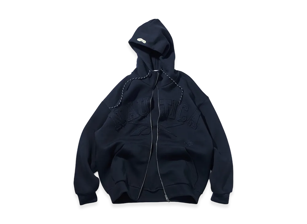 Reebok x NAUTICA Arch Logo Cardboard Knit Zip-Up Sweatshirt Hoodie "Navy"