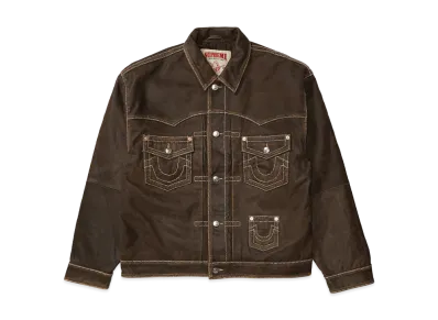 Supreme x True Religion Leather Trucker Jacket "Brown"