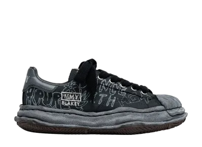 Maison MIHARA YASUHIRO BLAKEY OG Sole Graffiti Printed Canvas Low_top Sneaker "Black/Black"