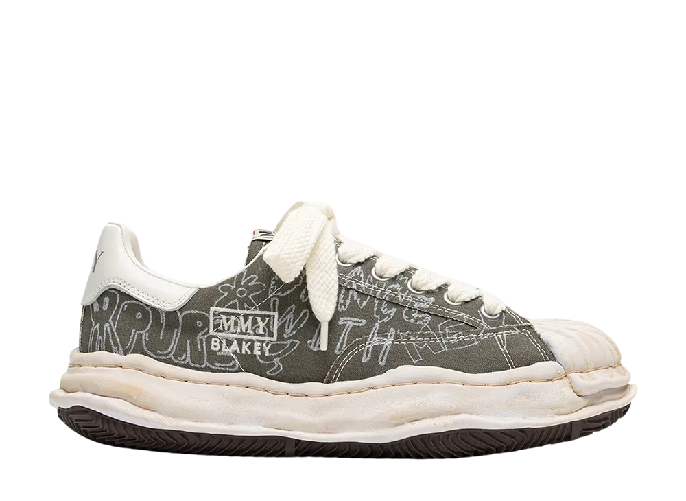 メゾンミハラヤスヒロ ブレイキー オリジナルソール グラフィティプリント キャンバス ローカットスニーカー "グリーン" (A16FW730)