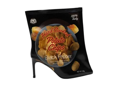 Maison MIHARA YASUHIRO Women's Potato Chips Package Detail Pin Heel Boots "Black"