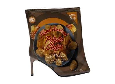 Maison MIHARA YASUHIRO Women's Potato Chips Package Detail Pin Heel Boots "Beige"