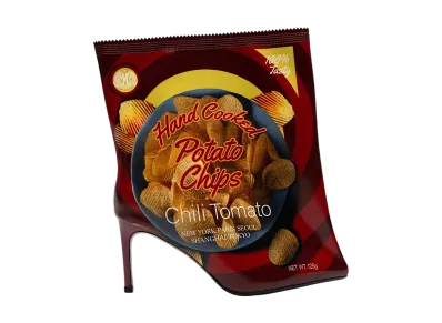 Maison MIHARA YASUHIRO Women's Potato Chips Package Detail Pin Heel Boots "Red"