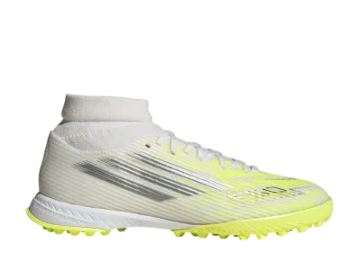 adidas Women's F50 Sparkfusion League Mid Cut TF Cleats "Cloud White/Iron Metallic/Hi-Res Yellow"