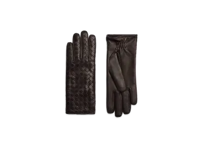 Bottega Veneta Intrecciato Leather Gloves "Fondente"