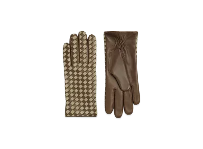 Bottega Veneta Intrecciato Leather & Suede Gloves "Liana/Travertine"