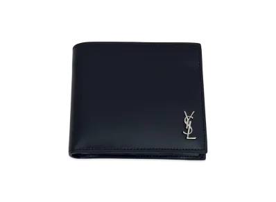 Saint Laurent Tiny Monogram East/West Wallet With Coin Purse In Grained Leather "Black"