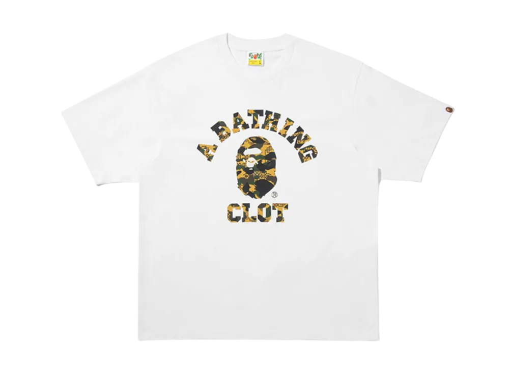 A BATHING APE x CLOT College Relaxed Fit Tee "White"