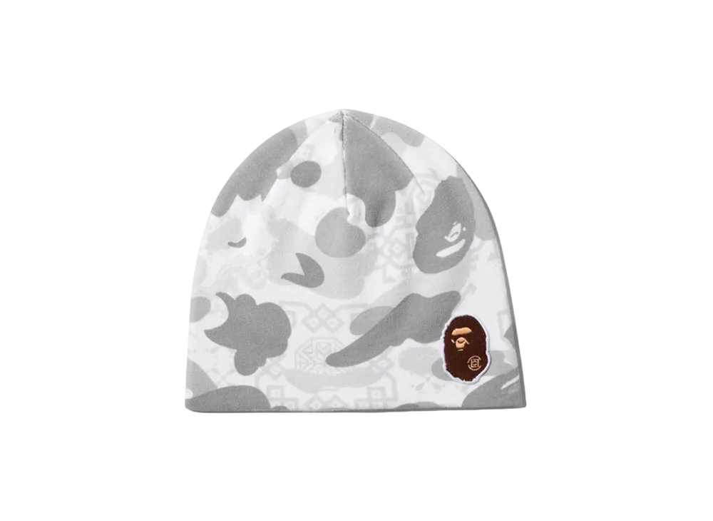 A BATHING APE x CLOT Camo Beanie "White"