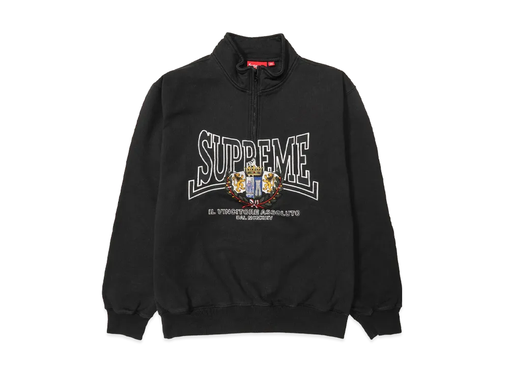 Supreme Crest Applique Half Zip Pullover "Black"