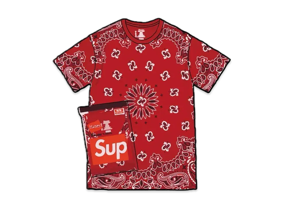 Supreme x Hanes Bandana Tagless Tees (2 Pack) "Red"