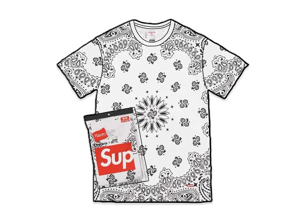 シュプリーム x ヘインズ バンダナ タグレス Tシャツ (2 パック) "ホワイト"