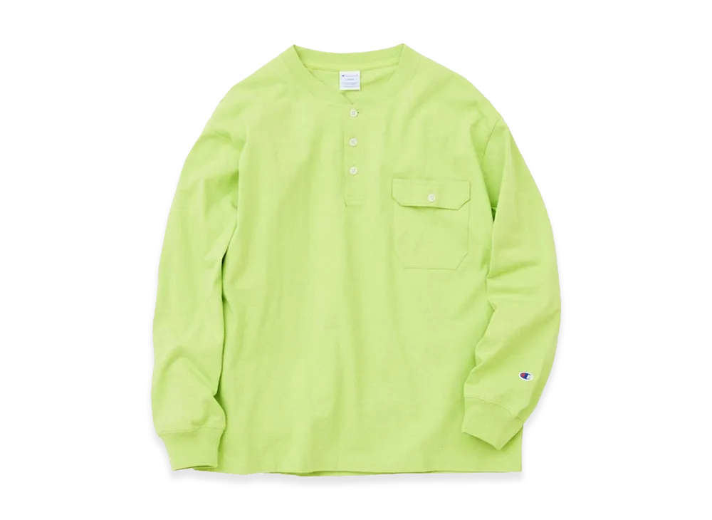 Champion x JOURNAL STANDARD for JS Long Sleeve Henley Neck "Green C"
