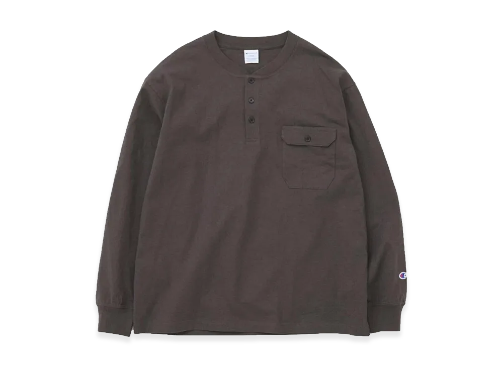 Champion x JOURNAL STANDARD for JS Long Sleeve Henley Neck "Black A"