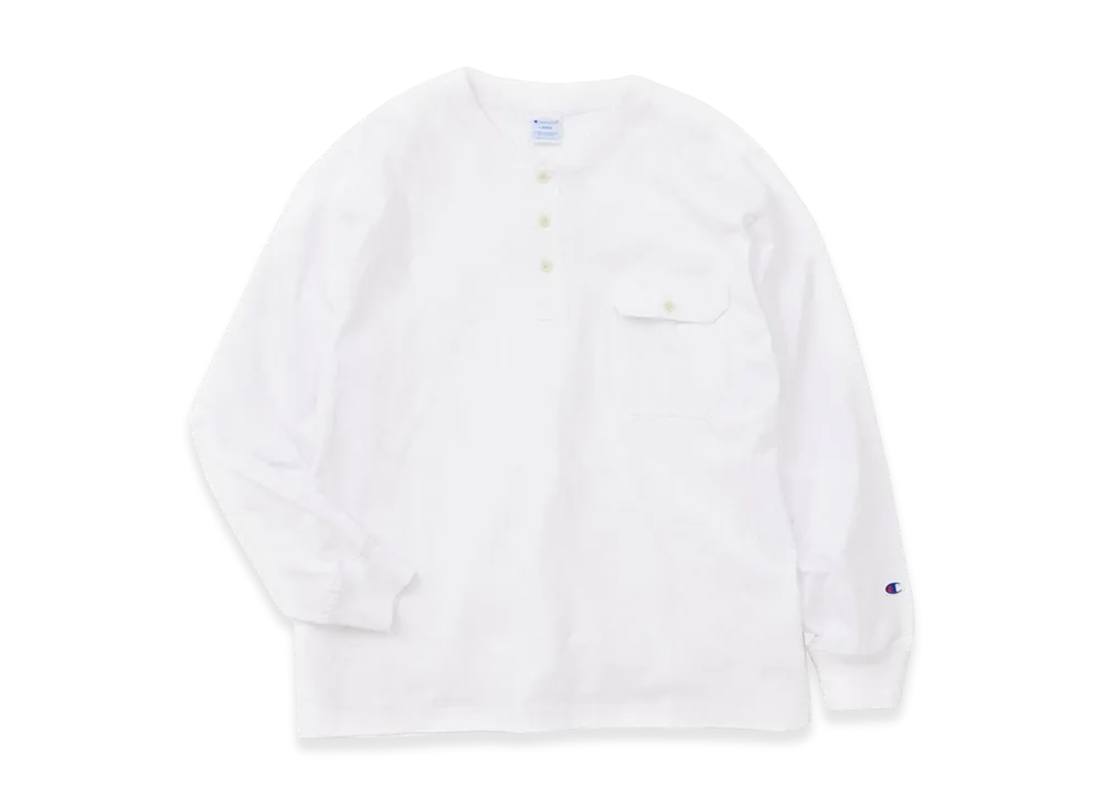 Champion x JOURNAL STANDARD for JS Long Sleeve Henley Neck "White"