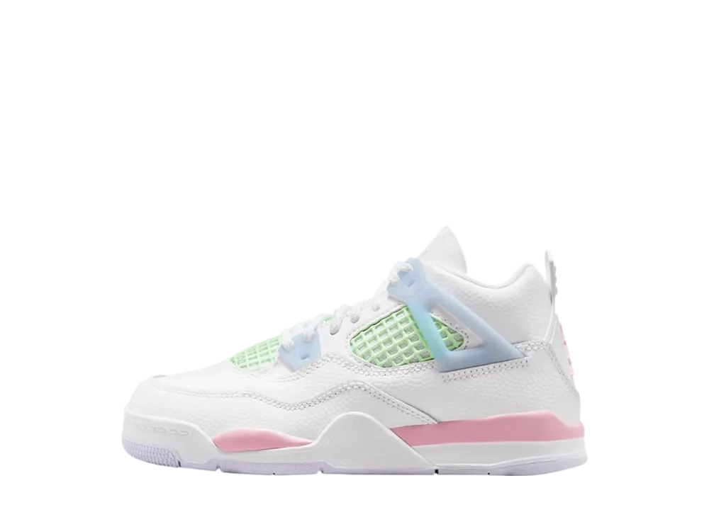 ナイキ PS ジョーダン4 レトロ "ホワイト/ハーフブルー/ベイパーグリーン/ミディアムソフトピンク" (キッズ)