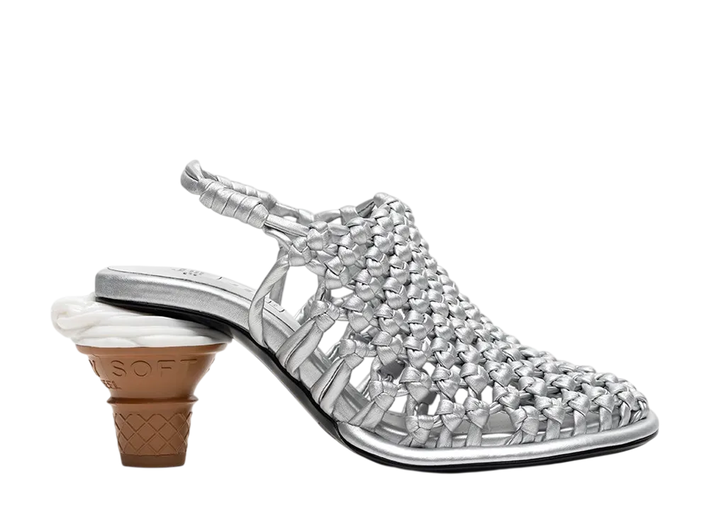 メゾンミハラヤスヒロ ウィメンズ ソフト サーブ ヒール イントレチャート サンダル "シルバー" (B16FW708)