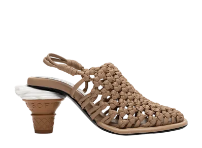 Maison MIHARA YASUHIRO Women's Soft Serve Heel Intrecciato Sandals "Beige"