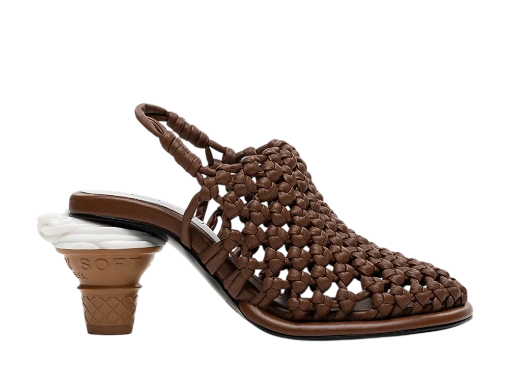 メゾンミハラヤスヒロ ウィメンズ ソフト サーブ ヒール イントレチャート サンダル "ブラウン" (B16FW708)