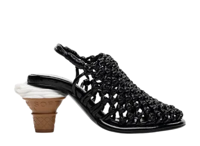 Maison MIHARA YASUHIRO Women's Soft Serve Heel Intrecciato Sandals "Black"