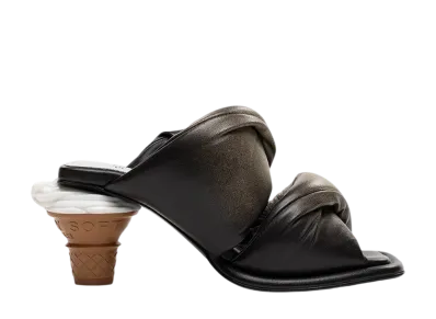 Maison MIHARA YASUHIRO Women's Soft Serve Heel Distressed Puffer Sandals "Beige"