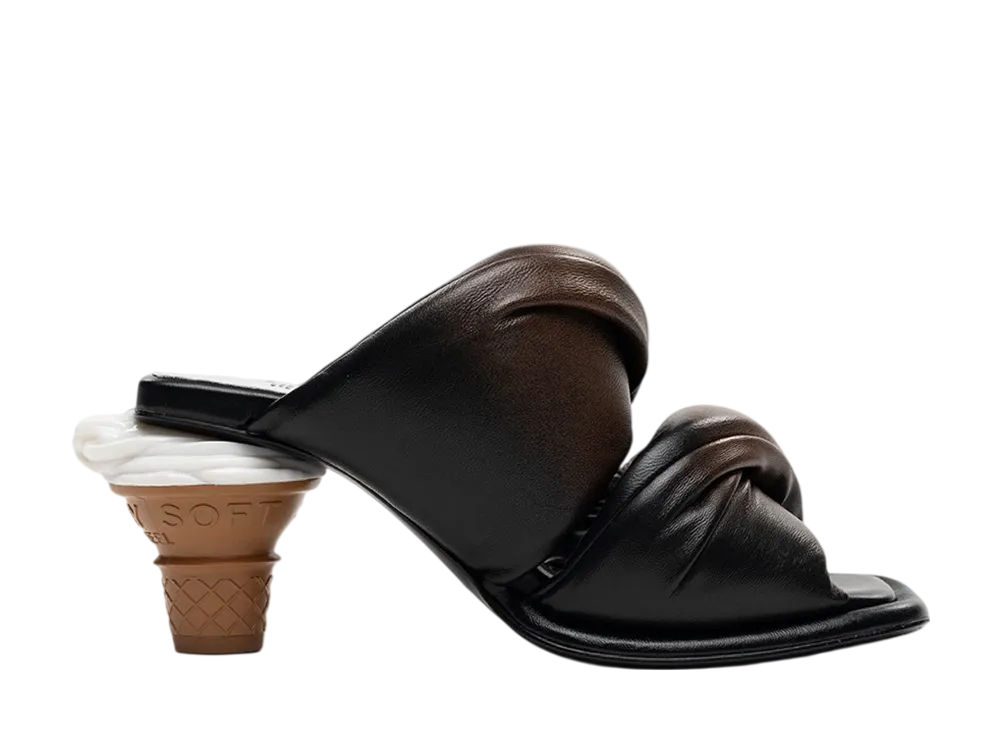 メゾンミハラヤスヒロ ウィメンズ ソフト サーブ ヒール パファー サンダル "ブラウン" (B16FW707)