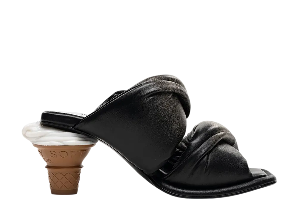 メゾンミハラヤスヒロ ウィメンズ ソフト サーブ ヒール パファー サンダル "ブラック" (B16FW707)