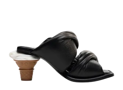 Maison MIHARA YASUHIRO Women's Soft Serve Heel Distressed Puffer Sandals "Black"