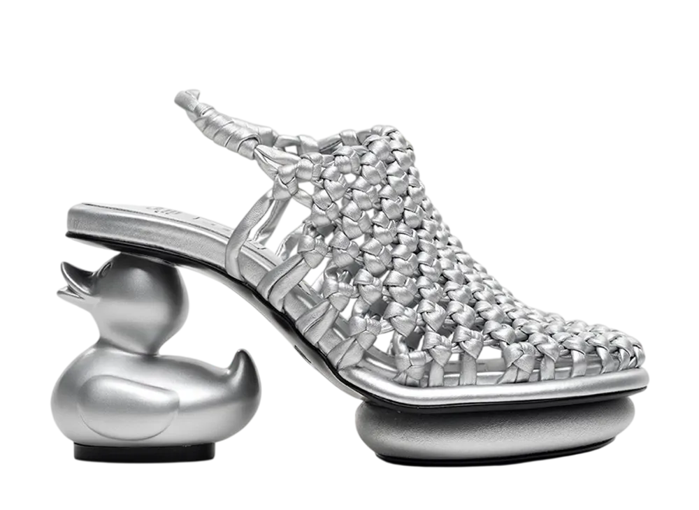 メゾンミハラヤスヒロ ウィメンズ ダック ヒール イントレチャート サンダル "シルバー" (B16FW705)