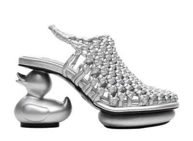 Maison MIHARA YASUHIRO Women's Duck Heel Intrecciato Sandals "Silver"