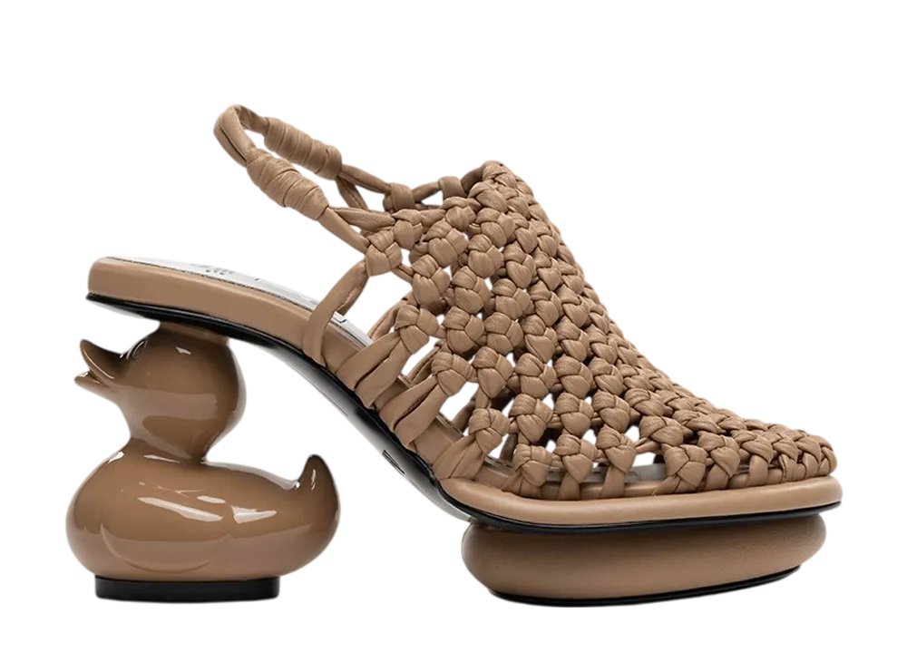 メゾンミハラヤスヒロ ウィメンズ ダック ヒール イントレチャート サンダル "ベージュ" (B16FW705)