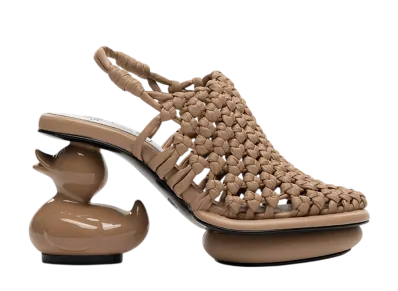 Maison MIHARA YASUHIRO Women's Duck Heel Intrecciato Sandals "Beige"