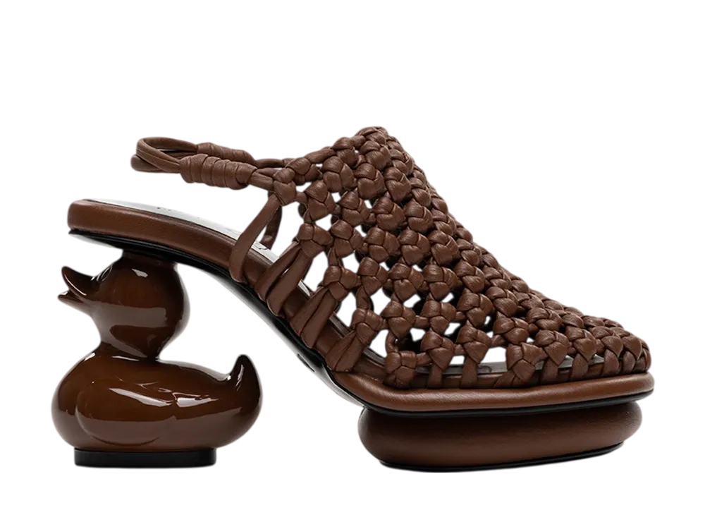 メゾンミハラヤスヒロ ウィメンズ ダック ヒール イントレチャート サンダル "ブラウン" (B16FW705)