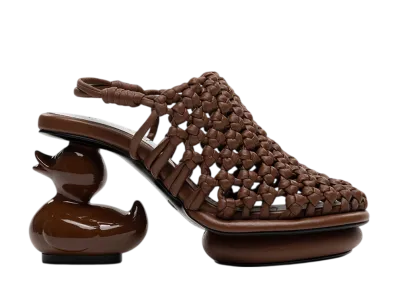 Maison MIHARA YASUHIRO Women's Duck Heel Intrecciato Sandals "Brown"