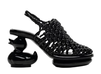 Maison MIHARA YASUHIRO Women's Duck Heel Intrecciato Sandals "Black"