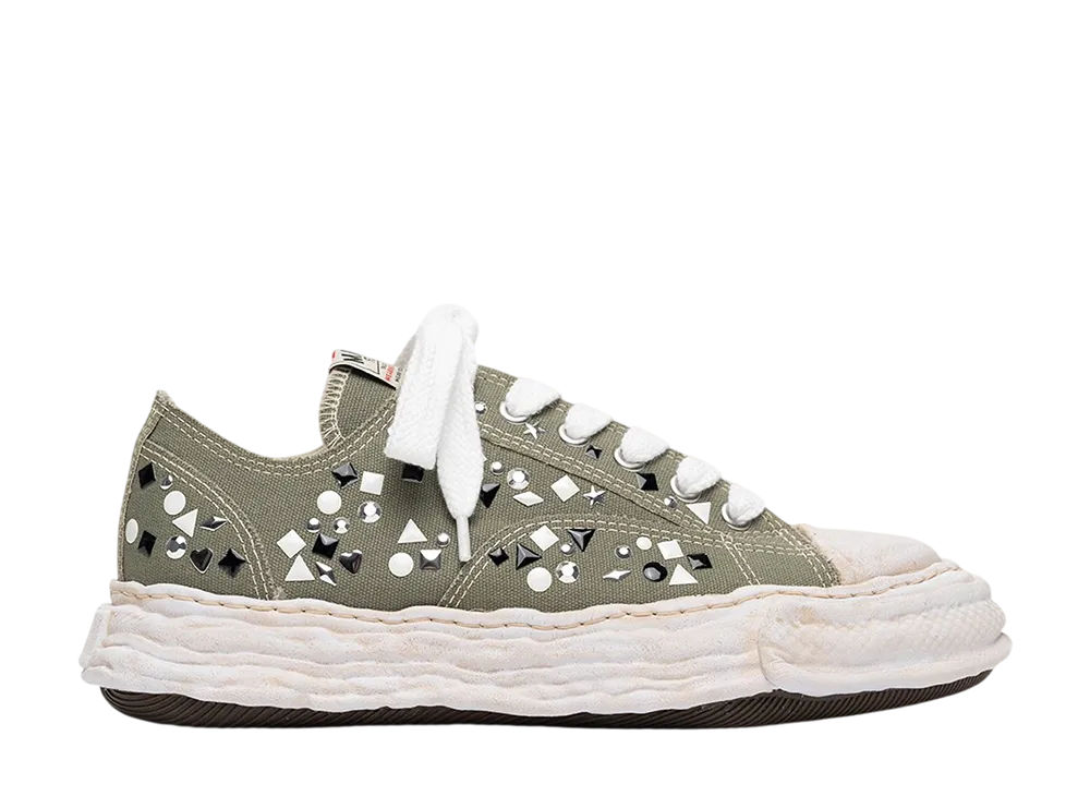 メゾンミハラヤスヒロ ピーターソン23 オリジナルソール エンブリッシュド キャンバスローカットスニーカー "グリーン" (A16FW724)