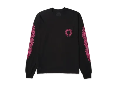 Chrome Hearts Horseshoe Floral Cross Pink Logo L/S Pocket T-Shirt "Black"