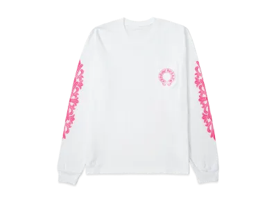Chrome Hearts Horseshoe Floral Cross Pink Logo L/S Pocket T-Shirt "White"