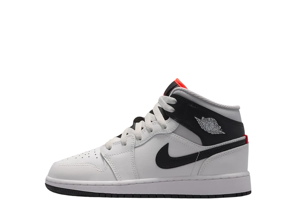 ナイキ GS エアジョーダン1 ミッド " サミットホワイト/インフラレッド23/ニュートラルグレー/ブラック" (キッズ)