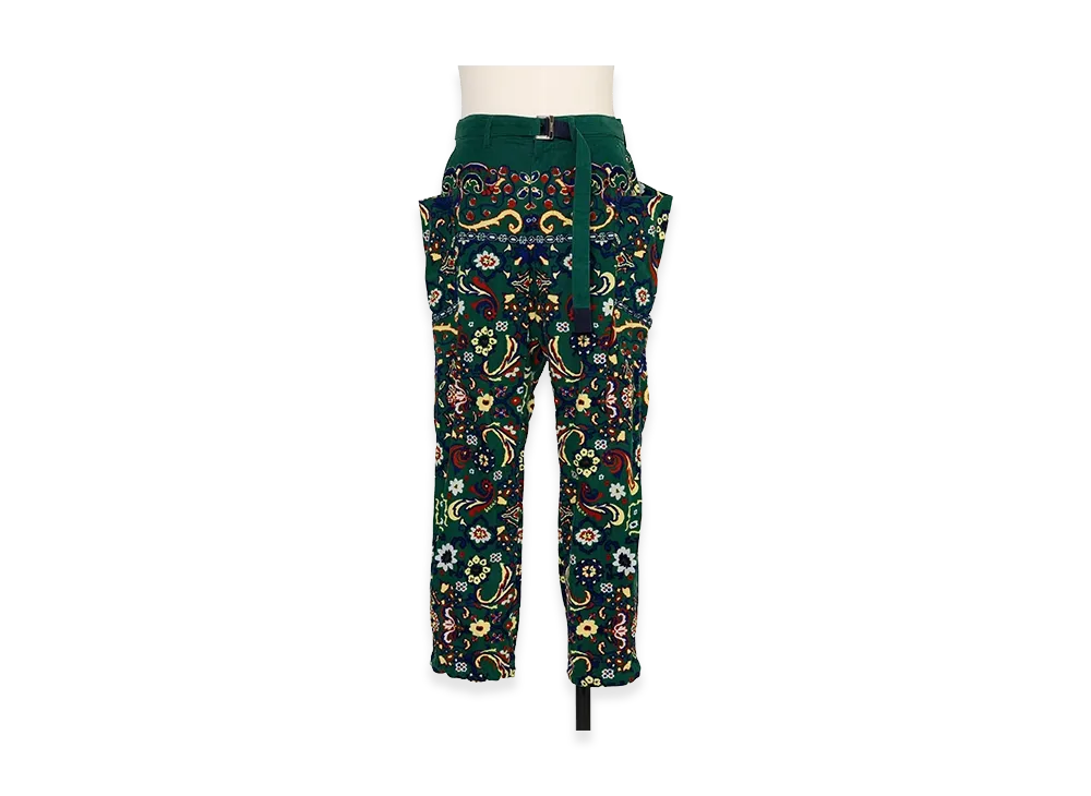 sacai Floral Print Corduroy Pants "Green"