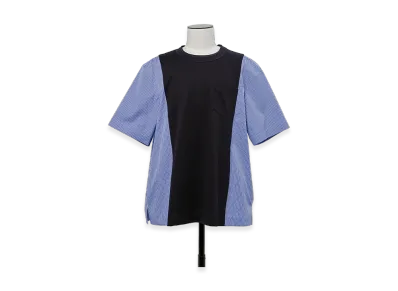 sacai Poplin x Cotton Jersey T-Shirt "Navy/Blue Stripe"