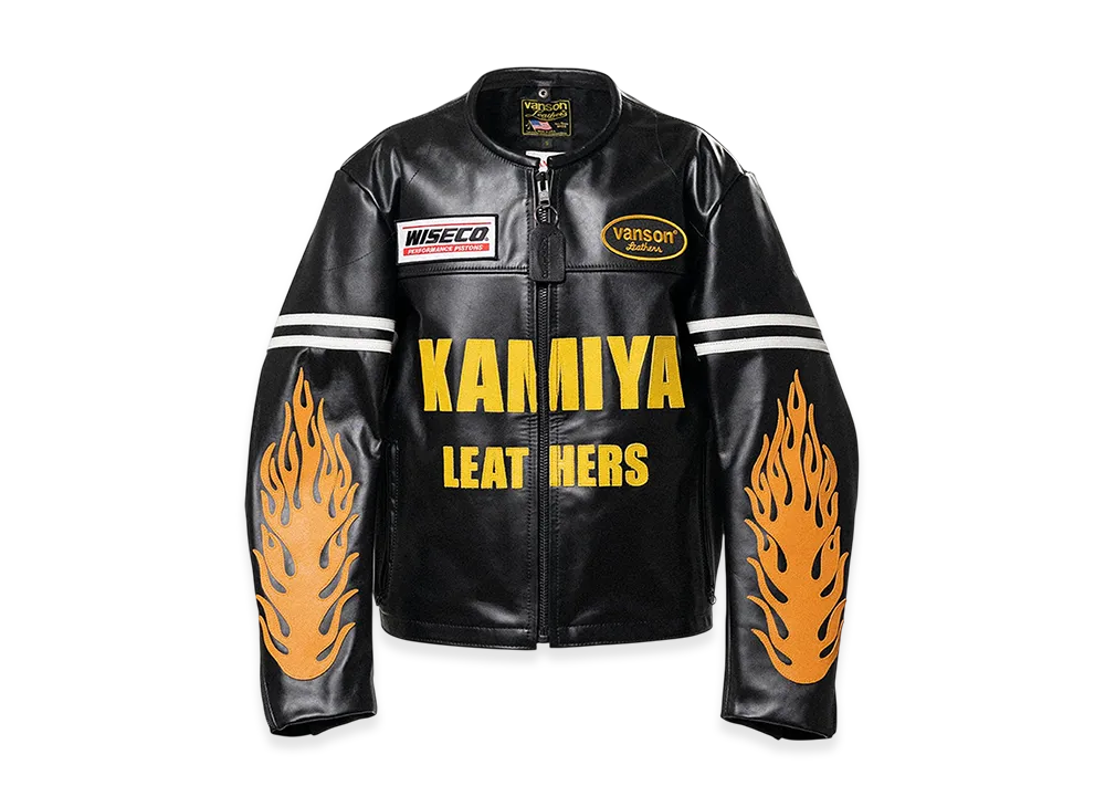 VANSON Leathers x KAMIYA Leather Biker Jacket "Black"