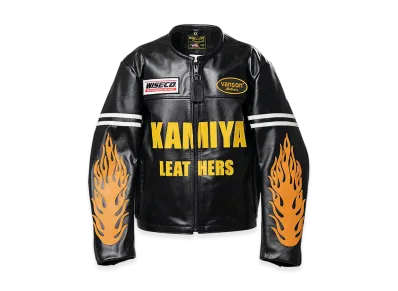 VANSON Leathers x KAMIYA Leather Biker Jacket "Black"
